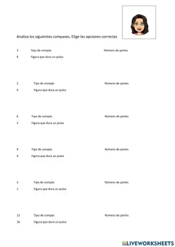 Analiza los diguientes compases