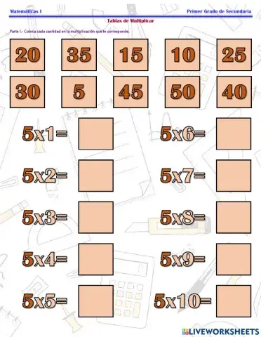 ESG127M1 - Tablas de Multiplicar Ficha 2 -