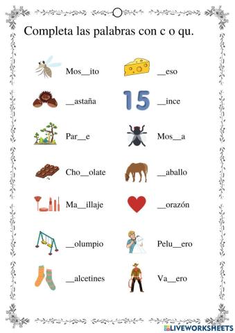 Palabras con c y qu