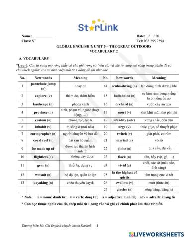Foreign Teacher - S7 - Week 15 - U5- Vocabulary 2