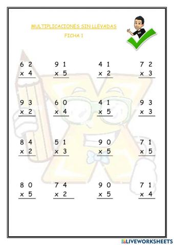 Multiplicaciones sin llevadas