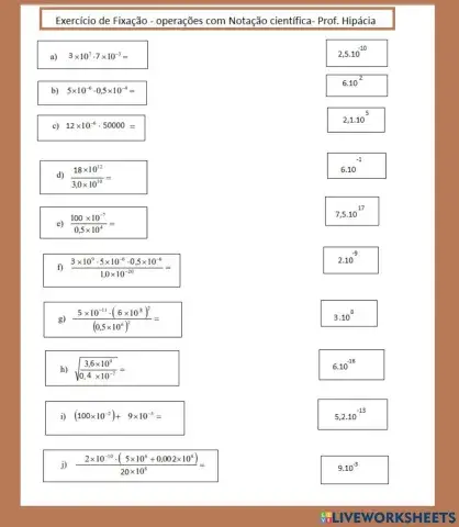 Operações com notação científica