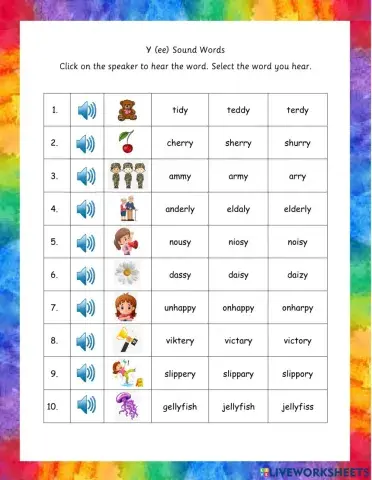 Y (ee) Words in Sentences