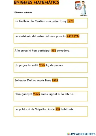 ENIGMA DELS NÚMEROS ROMANS