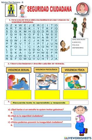 Seguridad ciudadana y tipos de violencia