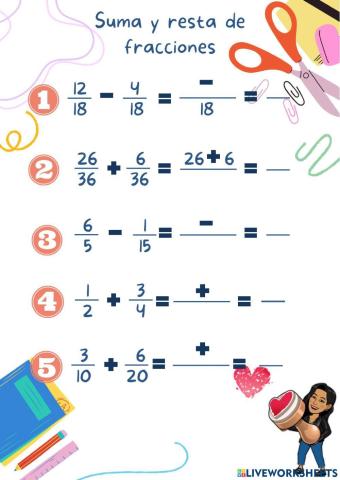 Suma y resta de fracciones