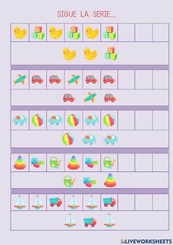 Series de tres objetos