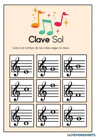 Nota musicales en clave de sol y fa