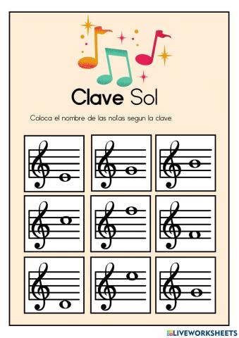 Nota musicales en clave de sol y fa