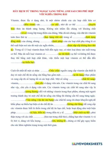 Bài luyện đọc từ loại- Vitamin (hsg)