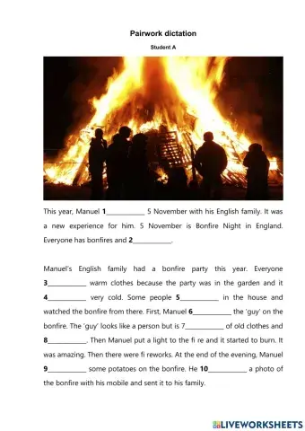 Bonfire Night Pairwork Dictation St A
