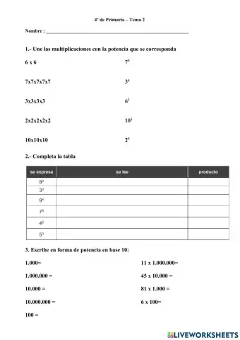 Tema 2 Matemáticas 4º Primaria
