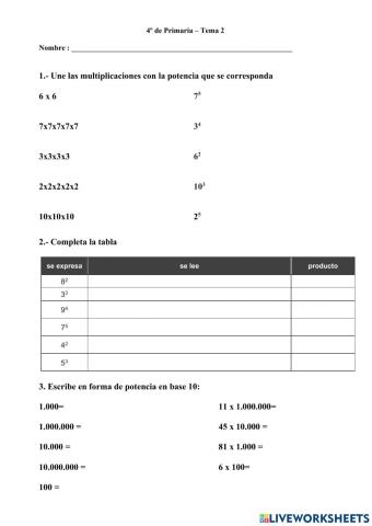 Tema 2 Matemáticas 4º Primaria