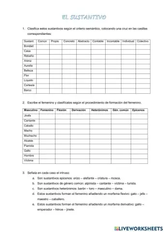 El sustantivo