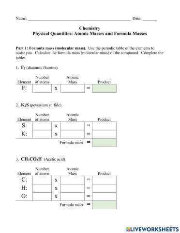 Moles Mass and Conversions