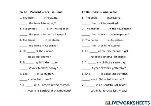 Verb To Be: present and past