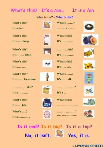 What's this ? It is a -an....  Is it red? ... Yes , it is. No, it isn't.