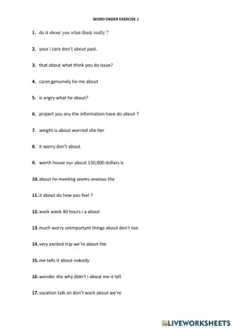 Word Order Exercise 1