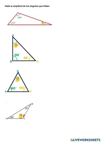 Ángulos de triángulos y cuadriláteros