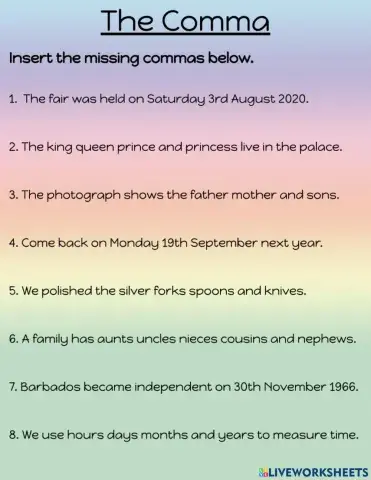 The Comma for Lists and Dates