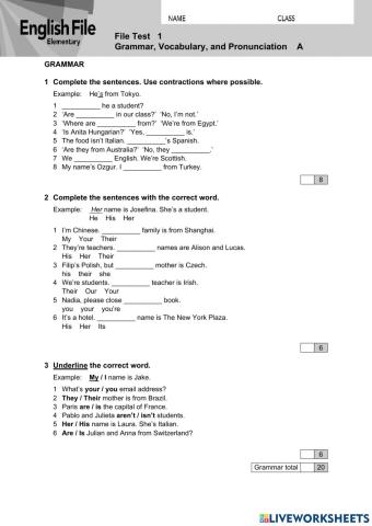 Test 1 - NEF Elementary