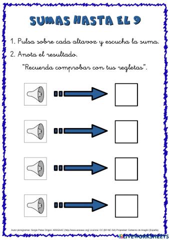 Sumas hasta el 9