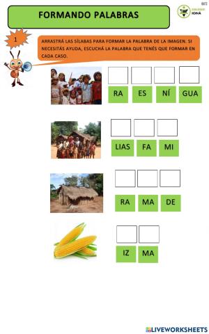 Formando palabras con los guaraníes