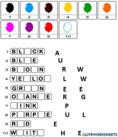 Colors fo school objetcs