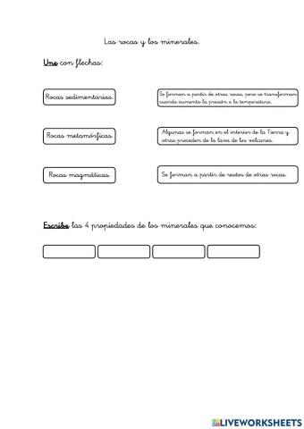 Las rocas y los minerales 4º primaria