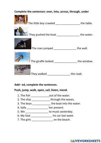 Prepositions of movement, Past Simple