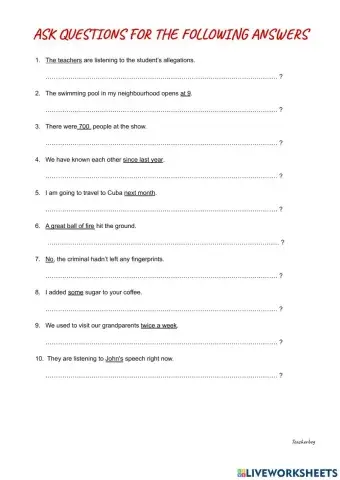 Ask questions for the following answers