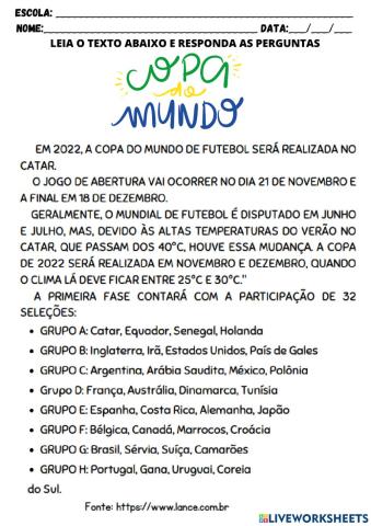 Interpretação Copa do Mundo