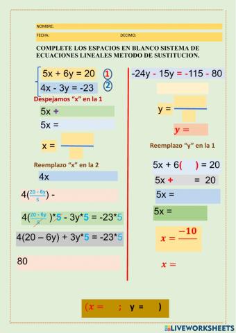 Sistema de ecuaciones lineales 2 x 2