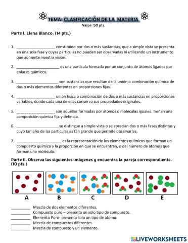 Tema Clasificación de la materia