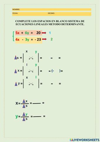 Sistema de ecuaciones lineales 2 x 2