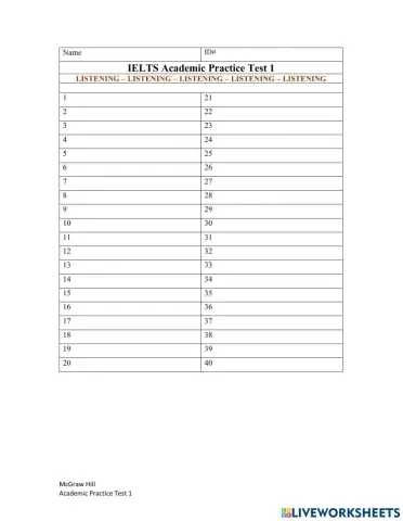MGH IELTS Practice Listening Test 1