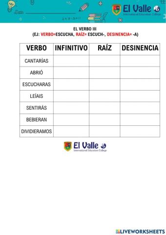 Raíz y desinencia verbal i