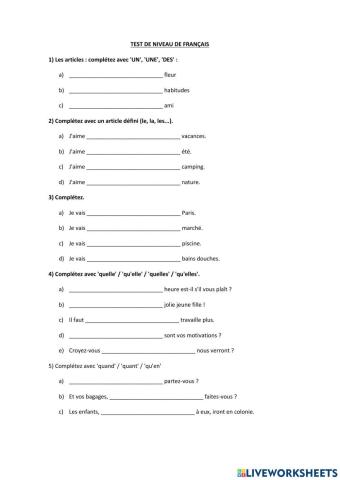 Test de niveau français