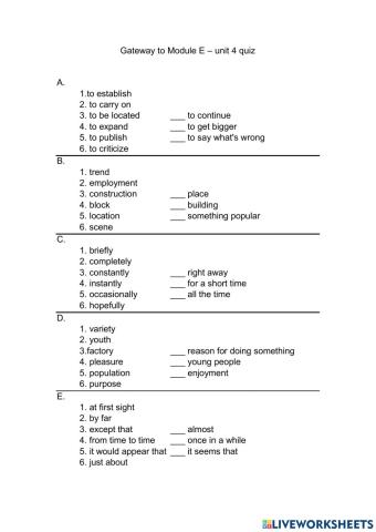 Gateway to Module E unit 4