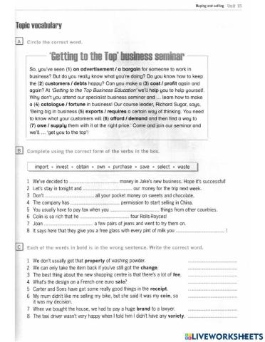 Unit 15- B1 Destination