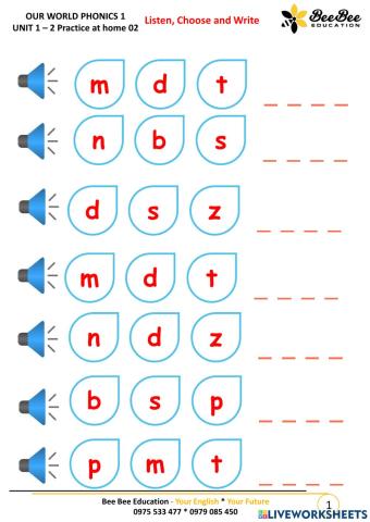 OW.Phonics1. U1-2 Practice at home 2
