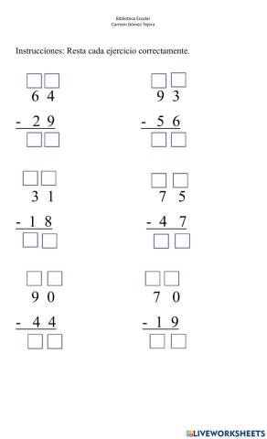Resta reagrupando con dos dígitos