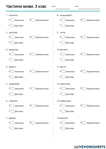 Частини мови.