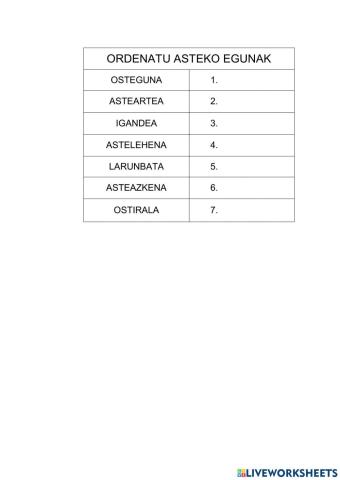 Asteko egunak eta hilabeteak