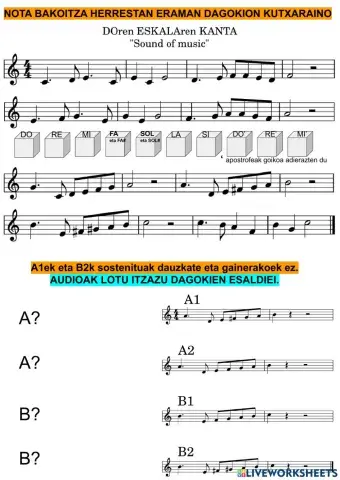 Doren eskalaren kantako notak bereiztuz