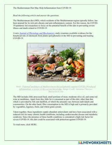 Reading: Nutrition for COVID