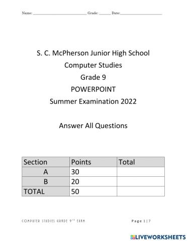 grade 9 Christmas 2022 Powerpoint exam