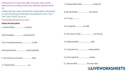 Gerund or infinitive