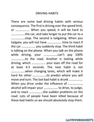 Bad driving habit