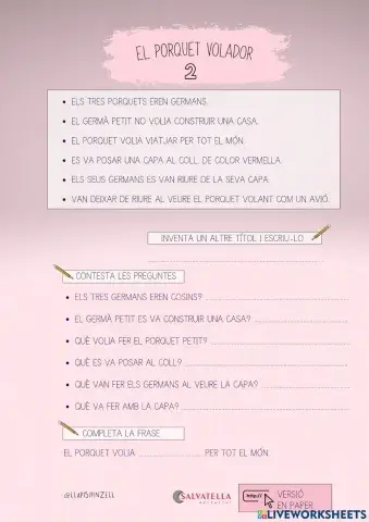 COMPRENSIÓ LECTORA 2: Els tres porquets